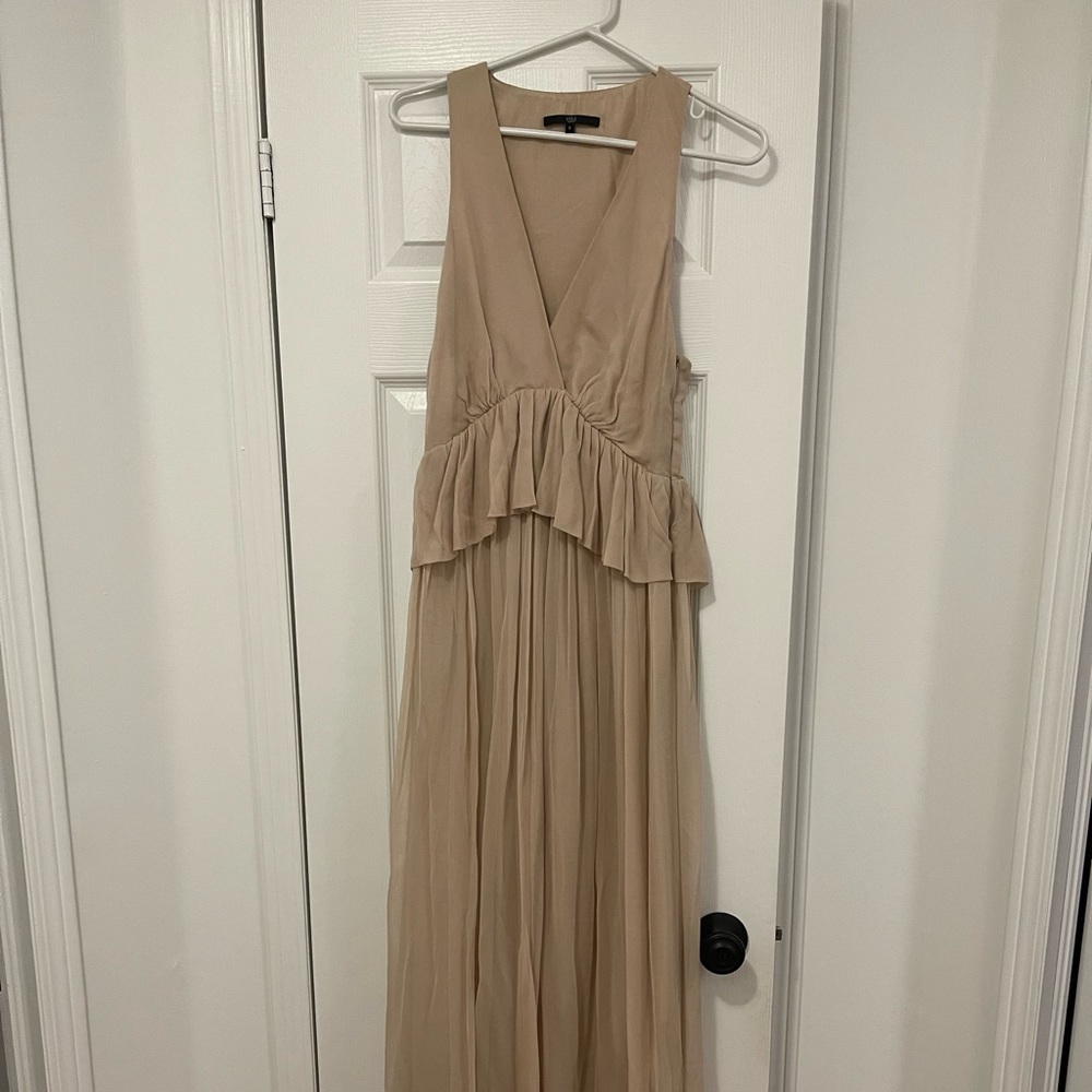 ✨SOLD✨Tibi Blush/Nude Long Chiffon Dress with Waist Ruffle